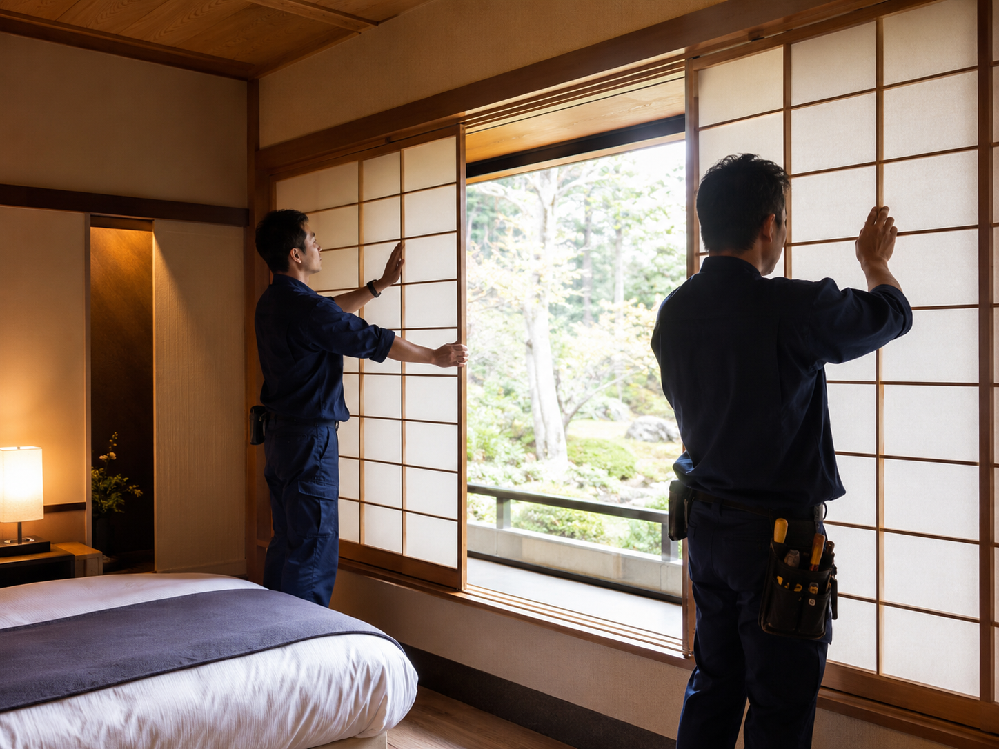 旅館・宿泊施設の障子張替え