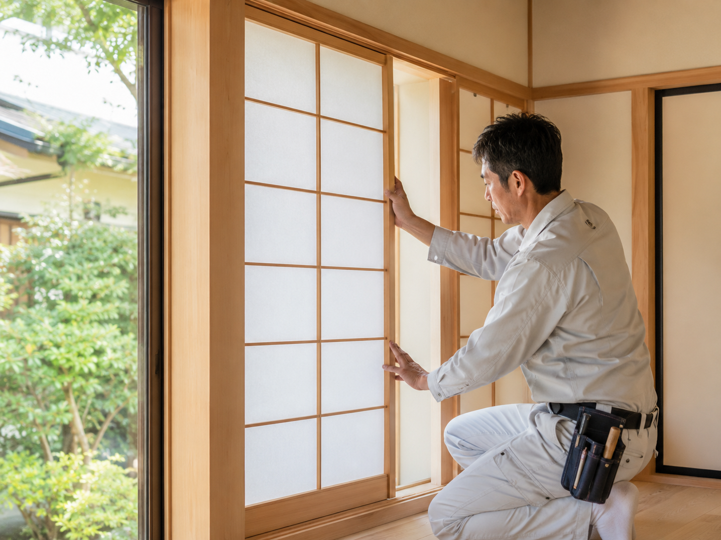 一般住宅 和室の障子張替え（強化紙）